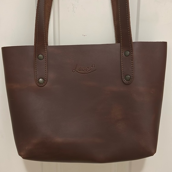 Love41 Small Simple Leather Tote-Dark Coffee Brown - Picture 1 of 7